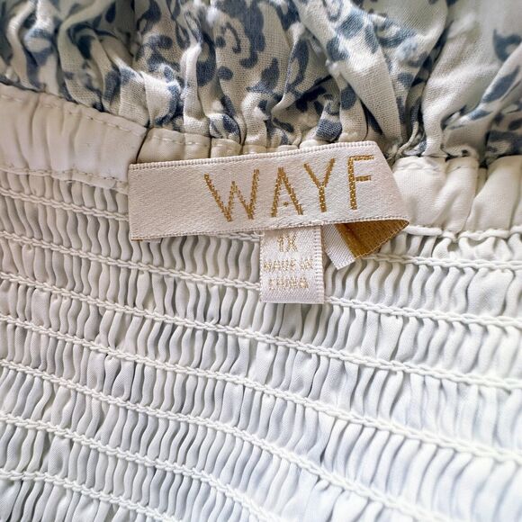 WAYF Dress Women 1X Plus Blue Floral Tonya Smocked Cottagecore 100% Cotton NWOT - Picture 5 of 10